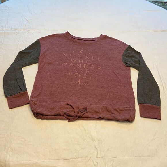 Zoe + Liv Tops - Maroon Graphic Long Sleeve Top